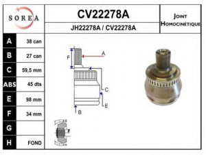 EAI CV22278AK jungčių komplektas, kardaninis velenas 
 Ratų pavara -> Sujungimai/komplektas