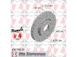 ZIMMERMANN 610.1195.70 stabdžių diskas 
 Dviratė transporto priemonės -> Stabdžių sistema -> Stabdžių diskai / priedai
271 788, 271 788 2, 271 788.0, 31 262 092