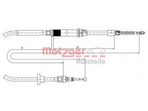 METZGER 10.7484 trosas, stovėjimo stabdys 
 Stabdžių sistema -> Valdymo svirtys/trosai
3B0 609 721AA, 3B0 609 721K
