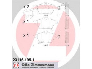 ZIMMERMANN 23116.195.1 stabdžių trinkelių rinkinys, diskinis stabdys 
 Techninės priežiūros dalys -> Papildomas remontas
4839924, 4907739, 5055371, 5062203