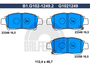 GALFER B1.G102-1249.2 stabdžių trinkelių rinkinys, diskinis stabdys 
 Techninės priežiūros dalys -> Papildomas remontas
04465-52040, 04465-52041, 04465-52070