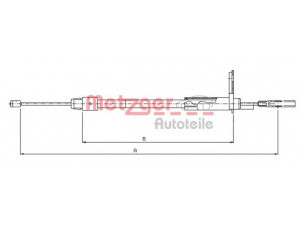 METZGER 10.9327 trosas, stovėjimo stabdys 
 Stabdžių sistema -> Valdymo svirtys/trosai
168 420 0785