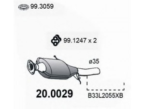 ASSO 20.0029 katalizatoriaus keitiklis 
 Išmetimo sistema -> Katalizatoriaus keitiklis
B33L2055XB, B33L2055XC