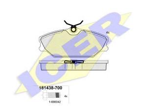 ICER 181438-700 stabdžių trinkelių rinkinys, diskinis stabdys 
 Techninės priežiūros dalys -> Papildomas remontas
41 06 044 41R, 41 06 071 25R, 77 01 206 379
