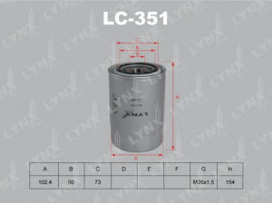 LYNXauto LC-351 alyvos filtras 
 Techninės priežiūros dalys -> Techninės priežiūros intervalai
1230A046, ME013307, ME013307V, ME013343