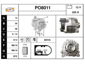 SNRA PO8011 kintamosios srovės generatorius
059903016S, 95560312000