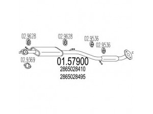 MTS 01.57900 vidurinis duslintuvas 
 Išmetimo sistema -> Duslintuvas
2865028410, 2865028485, 2865028495
