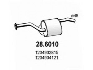 ASSO 28.6010 vidurinis duslintuvas 
 Išmetimo sistema -> Duslintuvas
1234902815, 1234904121
