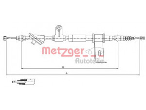 METZGER 12.0102 trosas, stovėjimo stabdys 
 Stabdžių sistema -> Valdymo svirtys/trosai
50500558, 50505371