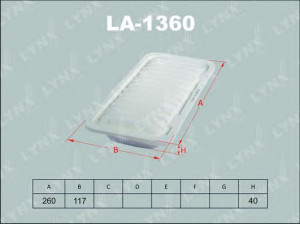 LYNXauto LA-1360 oro filtras 
 Filtrai -> Oro filtras
17801-23030-000, 17700-23080, 17801-0J020