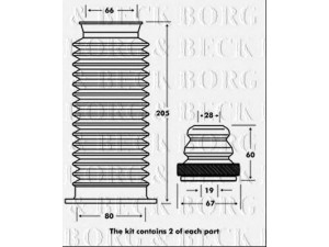 BORG & BECK BPK7062 apsauginio dangtelio komplektas, amortizatorius