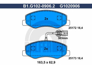 GALFER B1.G102-0906.2 stabdžių trinkelių rinkinys, diskinis stabdys 
 Techninės priežiūros dalys -> Papildomas remontas
44 21 289, 95507110, 44 06 008 66R