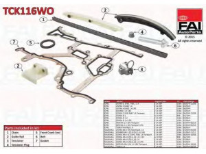 FAI AutoParts TCK116WO pavaros grandinės komplektas 
 Variklis -> Variklio uždegimo laiko reguliavimo kontrolė -> Sinchronizavimo grandinė/įtempiklis/kreiptuvas -> Pavaros grandinės komplektas
55562234