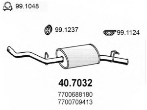 ASSO 40.7032 galinis duslintuvas 
 Išmetimo sistema -> Duslintuvas
7700688180, 7700709413, 7700765126