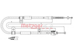 METZGER 17.2525 trosas, stovėjimo stabdys 
 Stabdžių sistema -> Valdymo svirtys/trosai
597702C300