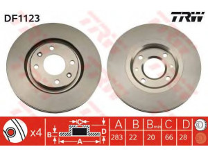 TRW DF1123 stabdžių diskas 
 Dviratė transporto priemonės -> Stabdžių sistema -> Stabdžių diskai / priedai
4246T9, 4246V0, 95667810, E169011