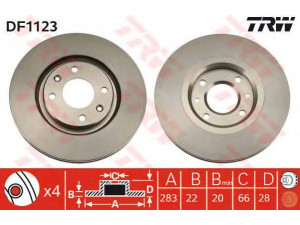 TRW DF1123 stabdžių diskas 
 Stabdžių sistema -> Diskinis stabdys -> Stabdžių diskas
4246T9, 4246V0, 95667810, E169011