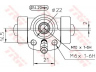 TRW BWA108 rato stabdžių cilindras 
 Stabdžių sistema -> Ratų cilindrai
171611051A, 171611051B, 1H0611053B