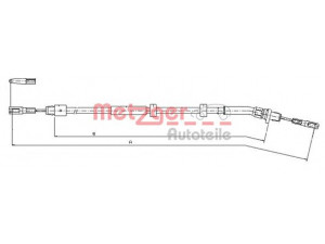 METZGER 10.9513 trosas, stovėjimo stabdys 
 Stabdžių sistema -> Valdymo svirtys/trosai
163 420 0885, 501210311C