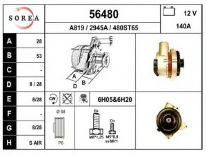EAI 56480 kintamosios srovės generatorius 
 Elektros įranga -> Kint. sr. generatorius/dalys -> Kintamosios srovės generatorius