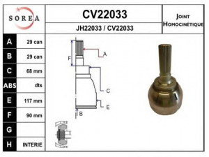 EAI CV22033K jungčių komplektas, kardaninis velenas 
 Ratų pavara -> Sujungimai/komplektas