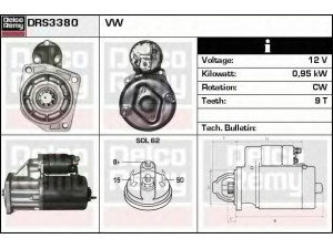 DELCO REMY DRS3380 starteris 
 Elektros įranga -> Starterio sistema -> Starteris
027911023, 027911023X, 037911023A