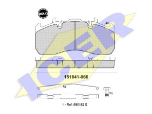 ICER 151841 G stabdžių trinkelių rinkinys, diskinis stabdys 
 Techninės priežiūros dalys -> Papildomas remontas
2 056 871 2, 2 056 871 5, 2 135 257 3