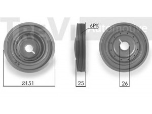TREVI AUTOMOTIVE PC1122 skriemulys, alkūninis velenas 
 Diržinė pavara -> Dirželio skriemulys
1230300QAJ, 1230300QAY, 1230300QOC