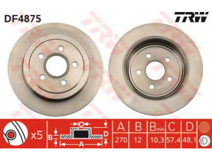 TRW DF4875 stabdžių diskas 
 Dviratė transporto priemonės -> Stabdžių sistema -> Stabdžių diskai / priedai
05085652AA, 05085652AB, 5085652AA