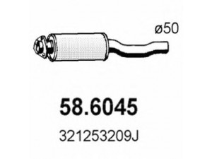 ASSO 58.6045 vidurinis duslintuvas 
 Išmetimo sistema -> Duslintuvas
321253209A, 321253209J