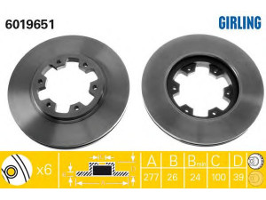 GIRLING 6019651 stabdžių diskas 
 Stabdžių sistema -> Diskinis stabdys -> Stabdžių diskas
1954433, 1954434, 402060F000, 402060F001