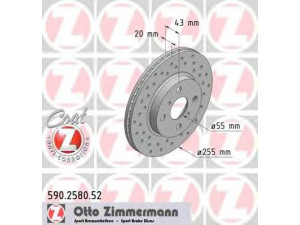 ZIMMERMANN 590.2580.52 stabdžių diskas 
 Stabdžių sistema -> Diskinis stabdys -> Stabdžių diskas
43512-0D050, 43512-17130, 43512-52040