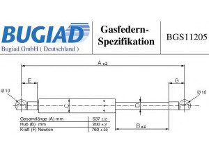 BUGIAD BGS11205 dujinė spyruoklė, bagažinė 
 Priedai -> Bagažinė/pakrovimo skyrius
8731.Q8