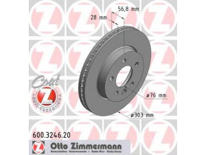 ZIMMERMANN 600.3246.20 stabdžių diskas 
 Dviratė transporto priemonės -> Stabdžių sistema -> Stabdžių diskai / priedai
2H0 615 301 A