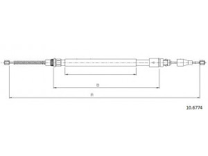 CABOR 10.6774 trosas, stovėjimo stabdys 
 Stabdžių sistema -> Valdymo svirtys/trosai
7700823689