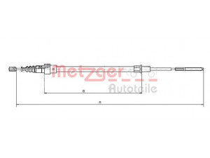 METZGER 19.105E trosas, stovėjimo stabdys 
 Stabdžių sistema -> Valdymo svirtys/trosai
6K0 609 721E, 6K0 609 721F