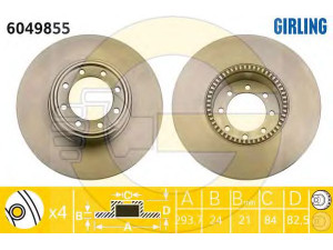 GIRLING 6049855 stabdžių diskas 
 Stabdžių sistema -> Diskinis stabdys -> Stabdžių diskas
2996043