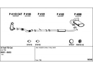 FENNO NI548 išmetimo sistema 
 Išmetimo sistema -> Išmetimo sistema, visa