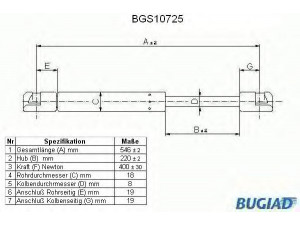 BUGIAD BGS10725 dujinė spyruoklė, bagažinė 
 Priedai -> Bagažinė/pakrovimo skyrius
77 01 366 528