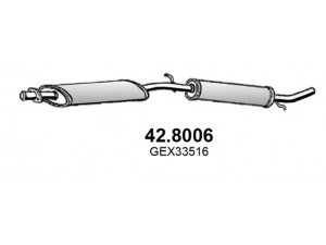 ASSO 42.8006 vidurinis / galinis duslintuvas 
 Išmetimo sistema -> Duslintuvas
GEX33516, GEX33519, GEX33679, WCE10116