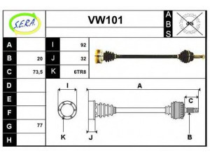 SERA VW101 kardaninis velenas 
 Ratų pavara -> Kardaninis velenas
171407272C, 171407272CX, 171407272H