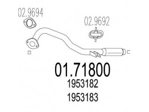 MTS 01.71800 išleidimo kolektorius 
 Išmetimo sistema -> Išmetimo vamzdžiai
1953182, 1953183, 1960317, 1960318