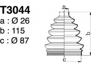 DEPA T3044 gofruotoji membrana, kardaninis velenas 
 Ratų pavara -> Gofruotoji membrana
1K0498203, 6Q0498203, 6Q0498203A
