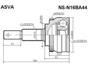 ASVA NS-N16BA44 jungčių komplektas, kardaninis velenas 
 Ratų pavara -> Sujungimai/komplektas
39211-BN815