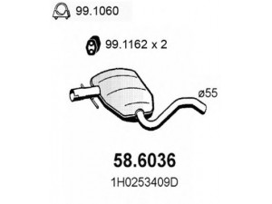 ASSO 58.6036 vidurinis duslintuvas 
 Išmetimo sistema -> Duslintuvas
1H0253409D