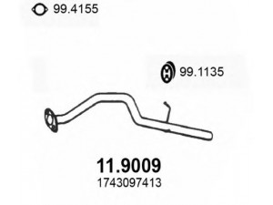 ASSO 11.9009 išleidimo kolektorius 
 Išmetimo sistema -> Išmetimo vamzdžiai
1743097402, 1743097402000, 1743097413