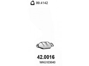ASSO 42.0016 katalizatoriaus keitiklis 
 Išmetimo sistema -> Katalizatoriaus keitiklis
GEX8072, WAG103640, WAG104070