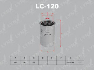LYNXauto LC-120 alyvos filtras 
 Filtrai -> Alyvos filtras
15601-87105-000, 5002535, 5016961