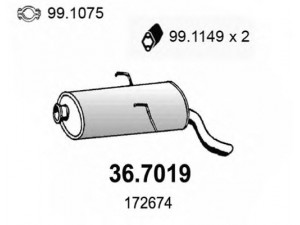 ASSO 36.7019 galinis duslintuvas 
 Išmetimo sistema -> Duslintuvas
172674, 172676