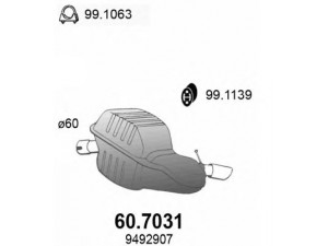 ASSO 60.7031 galinis duslintuvas 
 Išmetimo sistema -> Duslintuvas
30672324, 30672325, 9492907